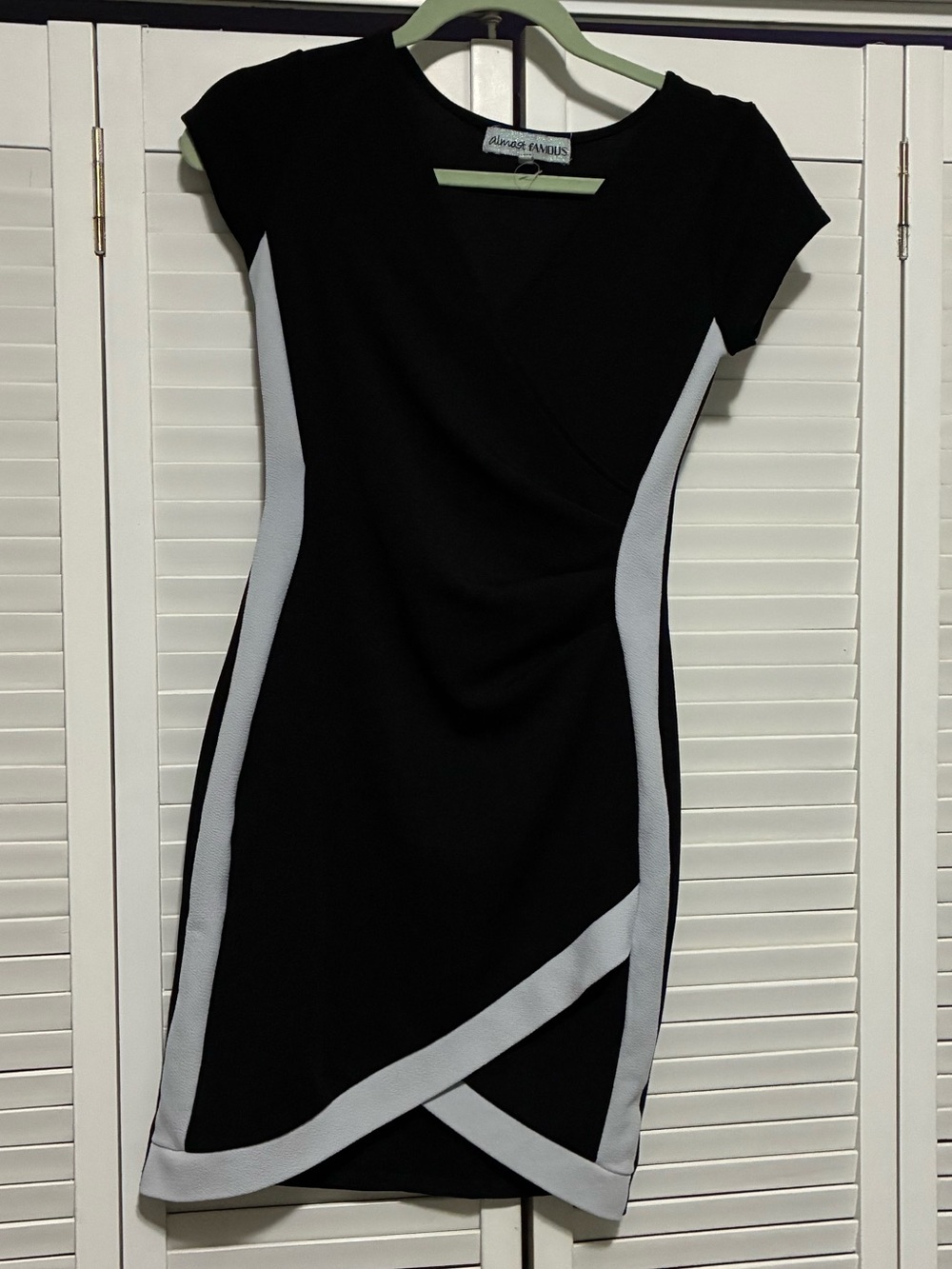Almost Famous Black and White Colorblock Midi Dress